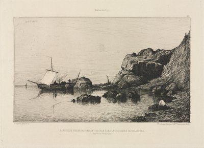 Bateau de pêche faisant escale aux rochers de Collioure - Adolphe Appian