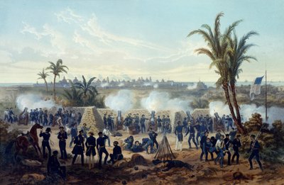 Bataille de Veracruz, les troupes du général Scott attaquent et capturent la ville - Adolphe Jean Baptiste Bayot