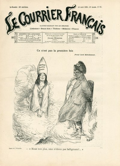 Couverture de "Le Courrier français", numéro 33, Satirique en N & B - Adolphe Leon Willette