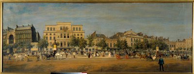 Transformations de Paris sous le Second Empire, Haussmann Paris : Vue générale des théâtres du boulevard du Temple (Gaîté, Impérial) avant le percement du boulevard Prince Eugène (actuel boulevard Voltaire) - Adolphe Martial Potemont