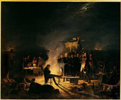 Bivouac de Napoleon sur le champs de bataille de Wagramnuit du 5 au 6 juillet 1809 … (painting on canvas) - Adolphe Roehn
