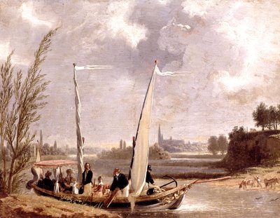 Louis-Philippe et sa famille dans un bateau à Neuilly - Adolphe Roehn