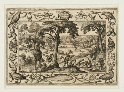 Chasse au sanglier, tiré de Paysages avec scènes de l