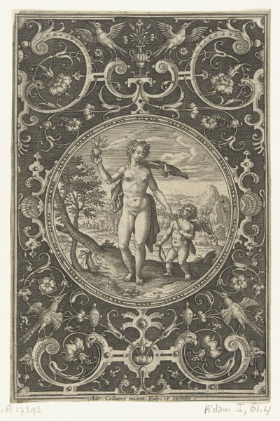 Médaillon avec Vénus tenant la pomme de Paris et Amour à ses côtés (Médaillons avec des figures du Jugement de Paris) - Adriaen Collaert