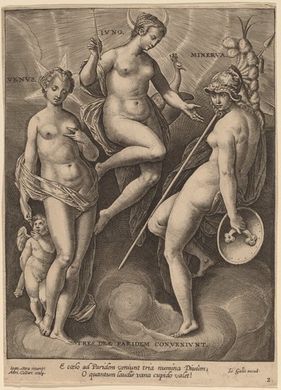 Vénus, Junon et Minerve - Adriaen Collaert after Jan van der Straet