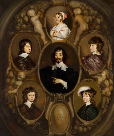 Portrait de Constantijn Huygens (1596-1687) et de ses cinq enfants - Adriaen Hanneman