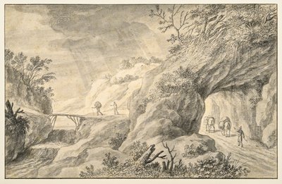 Paysage rocheux avec route - Adriaen I van Nieulandt