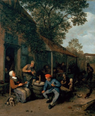 Paysans fumant et festoyant devant une taverne, 1676 - Adriaen Jansz. van Ostade