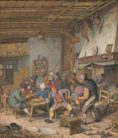 Salle dans une auberge avec des paysans buvant, fumant et jouant au backgammon, 1678 - Adriaen Jansz. van Ostade