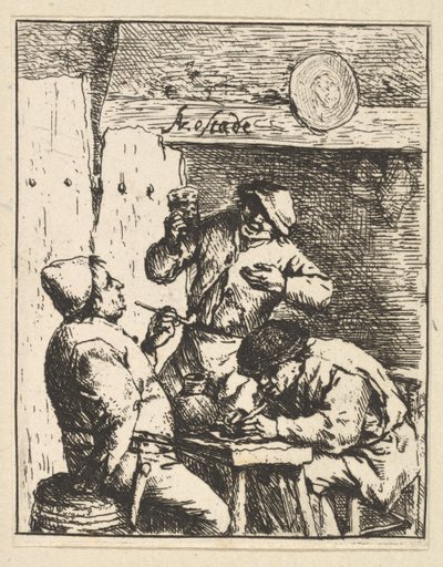 Chanteur debout entre deux fumeurs - Adriaen Jansz. van Ostade