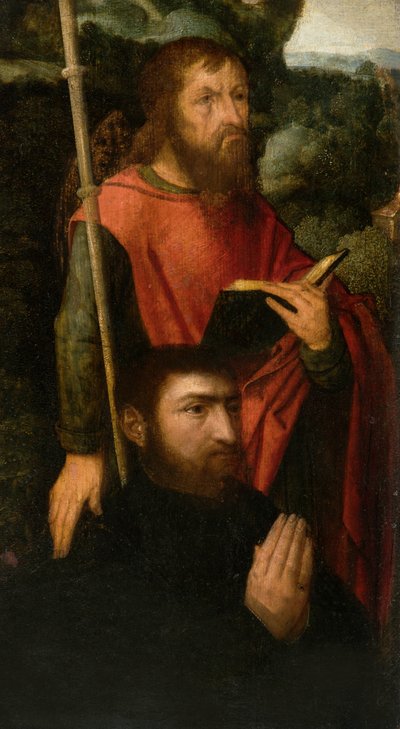 Un saint homme avec un donateur - Adriaen circle of Ysenbrandt