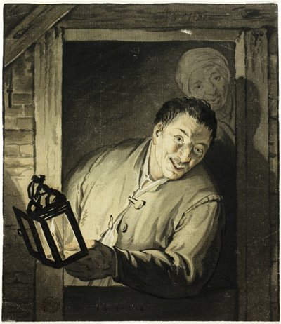 Homme avec une lanterne dans l