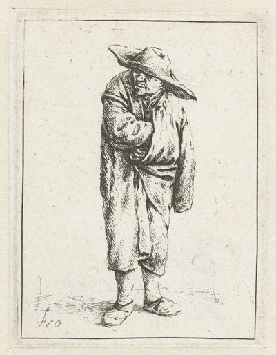 Paysans debout avec main et bras dans son manteau - Adriaen van Ostade