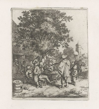 Deux musiciens avec un groupe buvant - Adriaen van Ostade