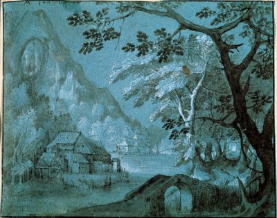 Paysage avec un moulin près d