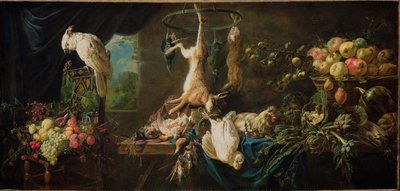 Nature morte avec gibier, légumes, fruits et cacatoès, 1650 - Adriaen van Utrecht