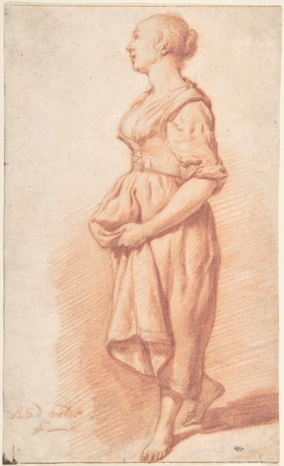 Ein junges Mädchen, das nach links geht - Adriaen van de Velde