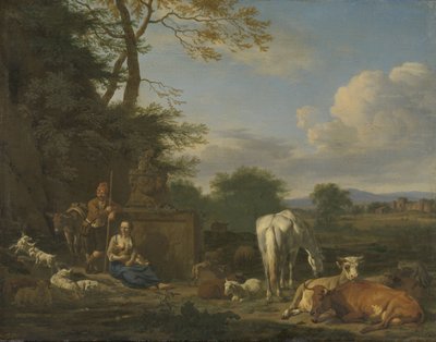 Paysage arcadien avec bergers et animaux au repos, 1664 - Adriaen van de Velde