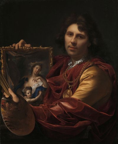 Autoportrait avec le portrait de sa femme, Margaretha van Rees, et leur fille Maria - Adriaen van der Werff