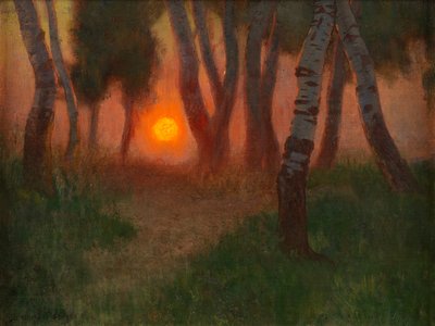 Coucher de soleil dans un paysage boisé - Adrian Scott Stokes