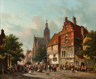 Un marché hollandais en été, 19ème siècle - Adrianus Eversen