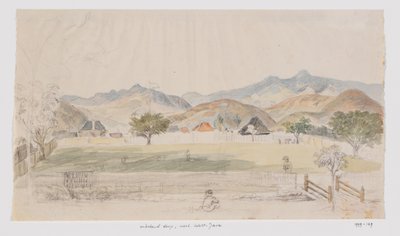 Paysage et vue sur maisons et place de village, Java occidental - Adrianus Johannes Bik