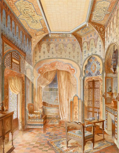 Intérieur de salle de bain de style mauresque, illustration de 