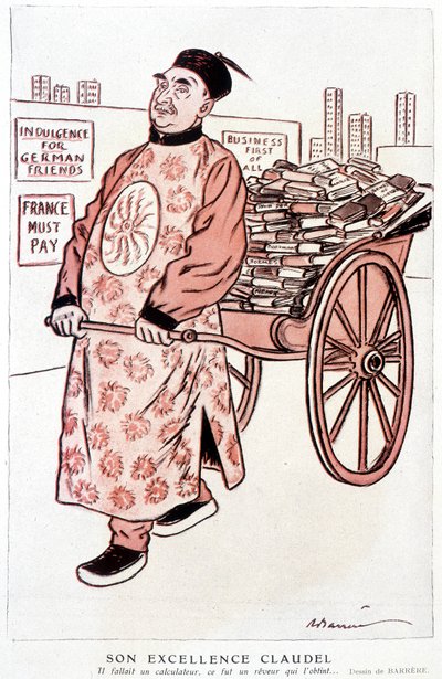 Caricature de Paul Claudel, poète et dramaturge français - par Barrère, dans « Fantasio » du 01/01/1927 - Adrien Barrere