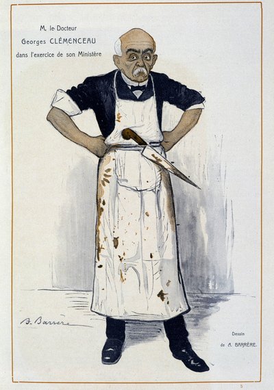 Clémenceau en boucher - par Barrère, dans « Fantasio » du 01/10/1906 - Adrien Barrere