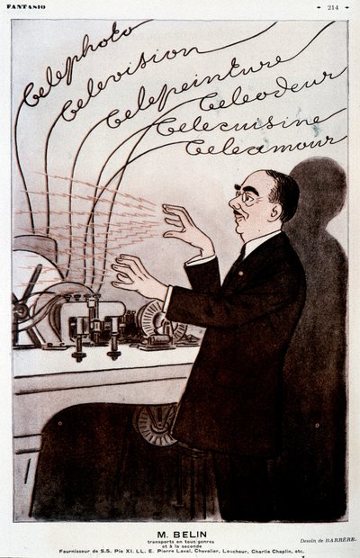 Image humoristique sur Belin et son belinographe - par Barrère, dans « Fantasio » du 01/12/1931 - Adrien Barrere