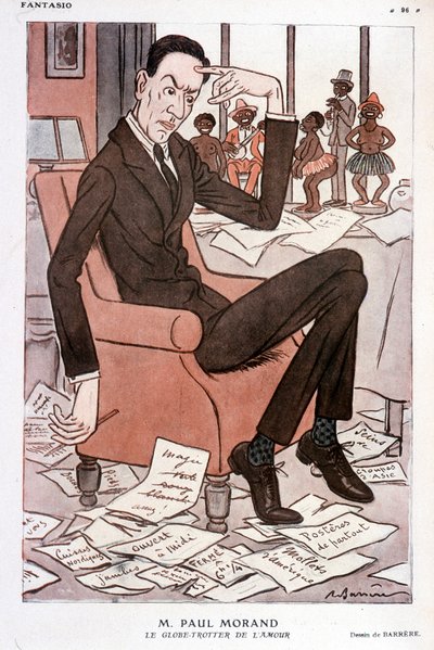 Portrait humoristique de Paul Morand - par Barrère dans «Fantasio» du 15/09/1928 - Adrien Barrere