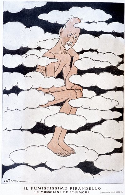 Portrait de Luigi Pirandello (1867 - 1936), dramaturge italien - Illustration par Adrien Barrère (1877-1931) dans "Fantasio" du 01/08/1925 - Adrien Barrere