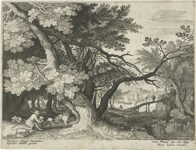 Paysage avec deux chasseurs - Egidius  Sadeler (II)