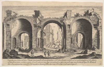 Planche 19 : vue des thermes de Caracalla, indiquant avec la lettre A les lieux, 1606 - Aegidius Sadeler II