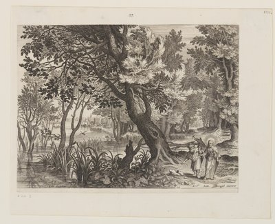 Riverscape avec La tentation du Christ - Aegidius Sadeler II