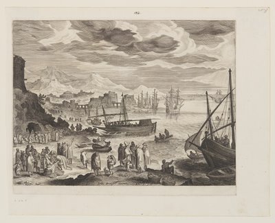 Bord de mer avec pêcheurs et poissonniers - Aegidius Sadeler II