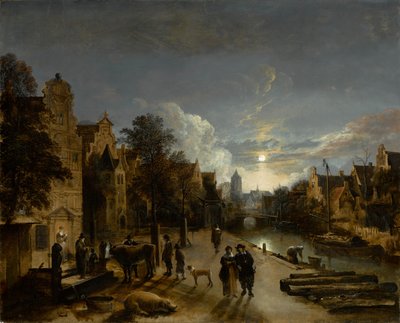 Scène de canal au clair de lune, vers les années 1660 - Aert van der Neer