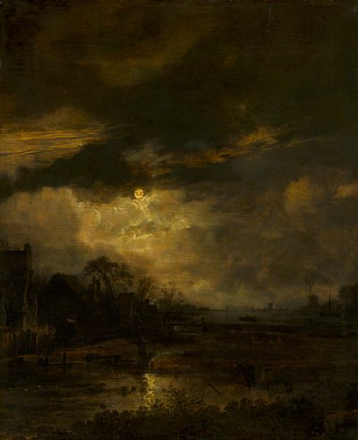 Paysage au coucher du soleil - Aert van der Neer