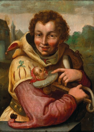 Bouffon avec marotte d