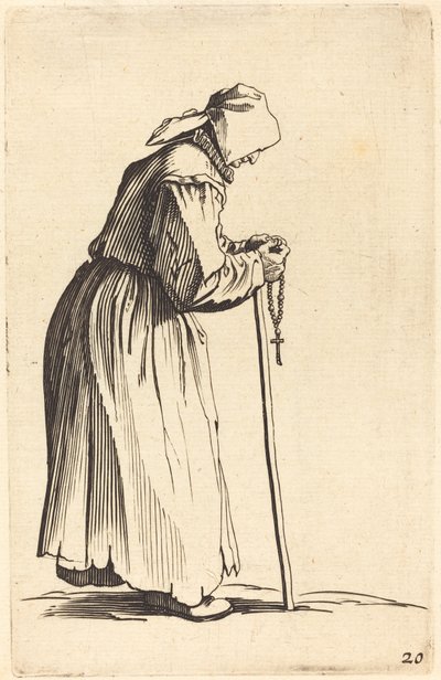 Mendiante avec chapelet - After Jacques Callot