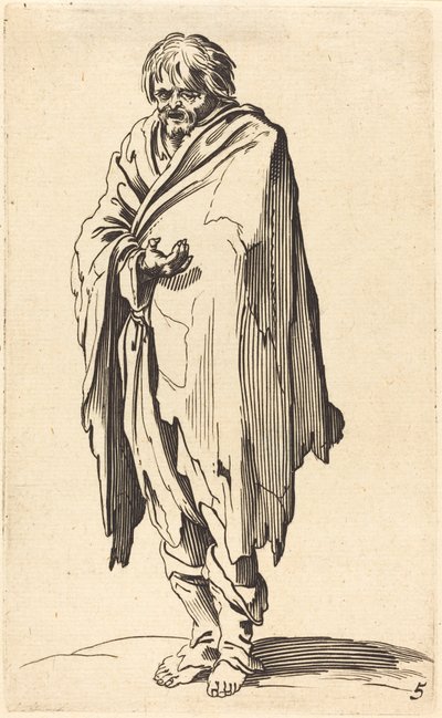 Mendiant à tête et pieds nus - After Jacques Callot