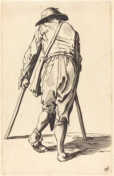 Mendiant avec des Béquilles et un Chapeau, Vue de Dos - After Jacques Callot