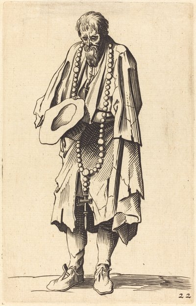 Mendiant avec chapelet - After Jacques Callot