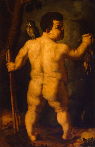Double portrait du nain Morgante : vue complète de dos - Agnolo Bronzino