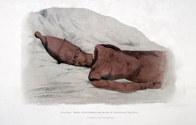Tête colossale découverte dans les ruines de Carnak par G Belzoni, 1820 - Agostino Aglio