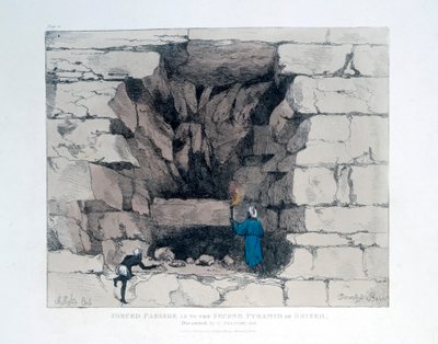 Passage forcé dans la deuxième pyramide de Gizeh, Égypte, 1820 - Agostino Aglio