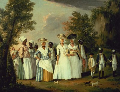 Trois dames avec deux enfants et huit serviteurs - Agostino Brunias