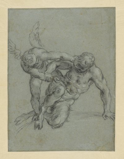 Cupidon maîtrisant Pan (recto) ; Tête de moine ; Caricature d