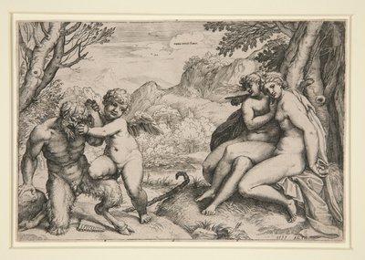 Pan Subjugué par Cupidon - Agostino Carracci