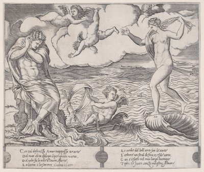 Éros dans la mer, ca. 1514-36 - Agostino Veneziano